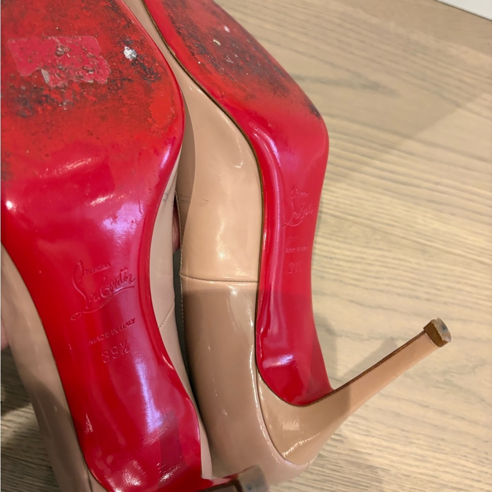 Christian Louboutin 85mm Nude Patent Leather Pumps 39.5 Summer - Picture 8 of 13